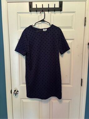 Old Navy Navy Shift Dress with Black Polka Dots
